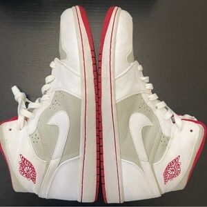 Jordan Air Sneakers White and Red High-Top